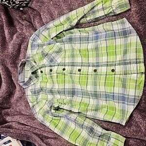 Boys cat & jack plaid light button down shirt 100% cotton medium